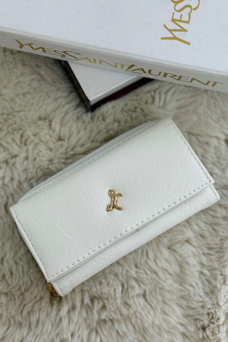 SMALL LOGO ONE COLOR WOMEN WALLETS WHITE-E BARDHE 