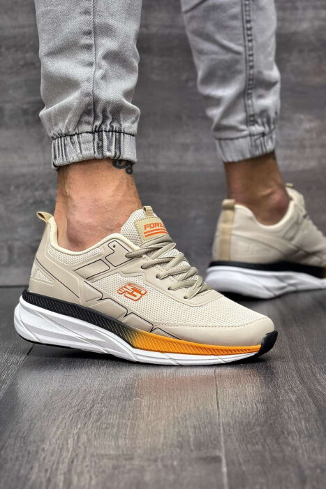 SMALL LOGO PLATFORM MEN SNEAKERS BEIGE+ORANGE/BZHPO 