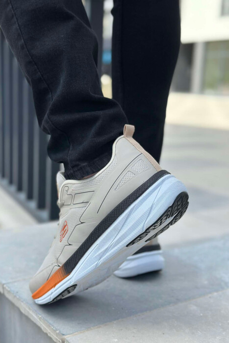 SMALL LOGO PLATFORM MEN SNEAKERS BEIGE+ORANGE/BZHPO - 4
