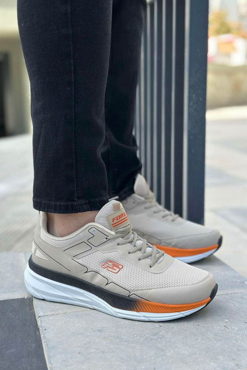 SMALL LOGO PLATFORM MEN SNEAKERS BEIGE+ORANGE/BZHPO - 5