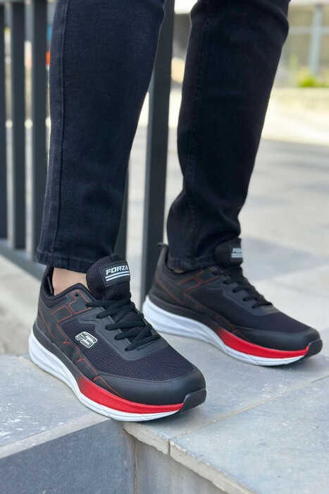 SMALL LOGO PLATFORM MEN SNEAKERS BLACK-RED/ZEKU 