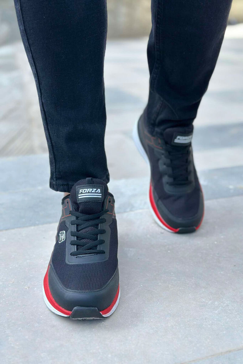 SMALL LOGO PLATFORM MEN SNEAKERS BLACK-RED/ZEKU - 4