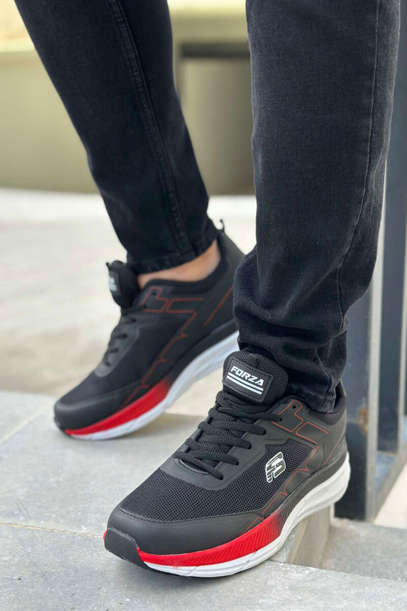 SMALL LOGO PLATFORM MEN SNEAKERS BLACK-RED/ZEKU - 5