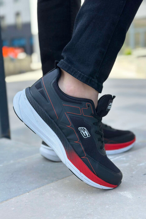 SMALL LOGO PLATFORM MEN SNEAKERS BLACK-RED/ZEKU - 6