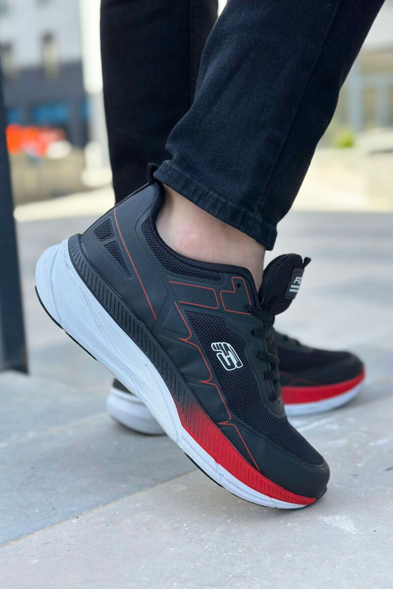 SMALL LOGO PLATFORM MEN SNEAKERS BLACK-RED/ZEKU - 6