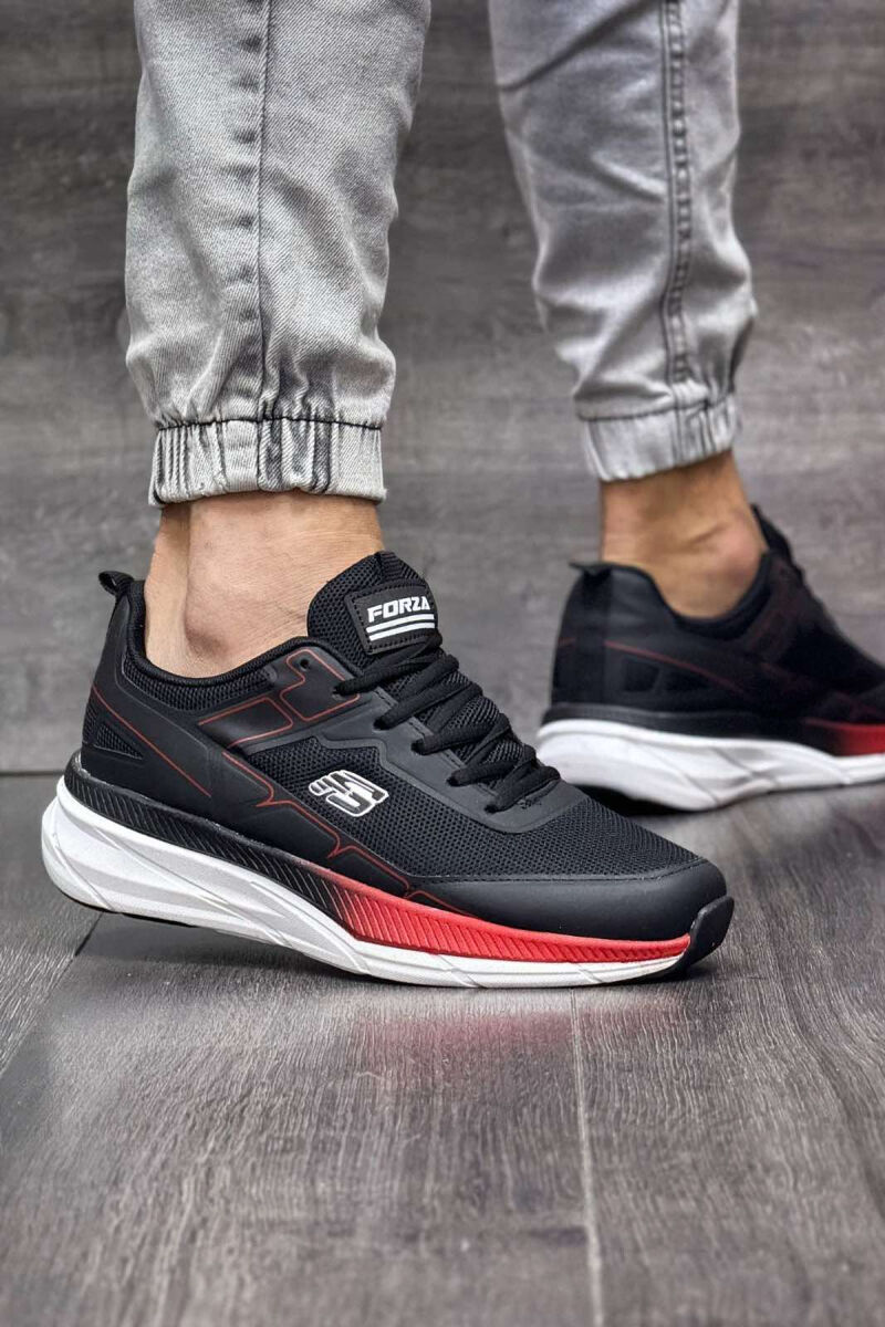 SMALL LOGO PLATFORM MEN SNEAKERS BLACK-RED/ZEKU - 2