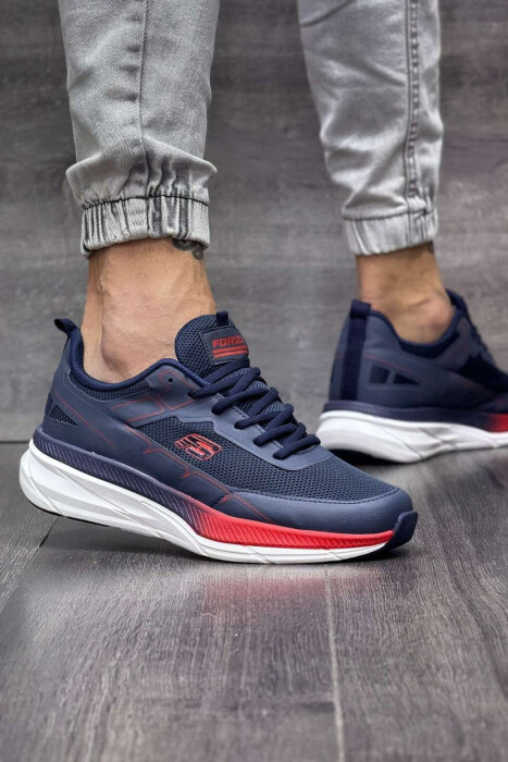 SMALL LOGO PLATFORM MEN SNEAKERS BLUE+RED/BLU-KUQE 