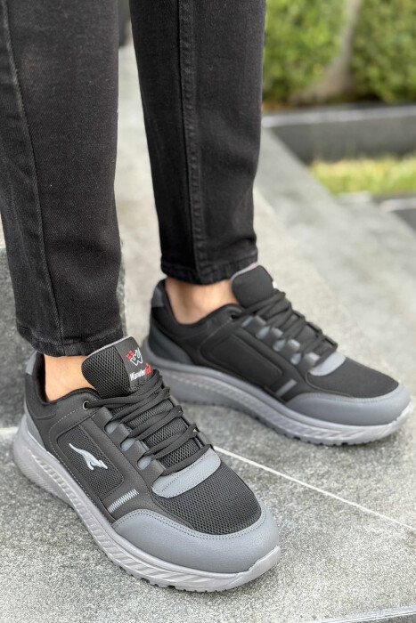 SMALL LOGO PLATFORM SIMPLE MEN SNEAKERS BLACK-GREY/ZEGR - KLAUDIO FASHION