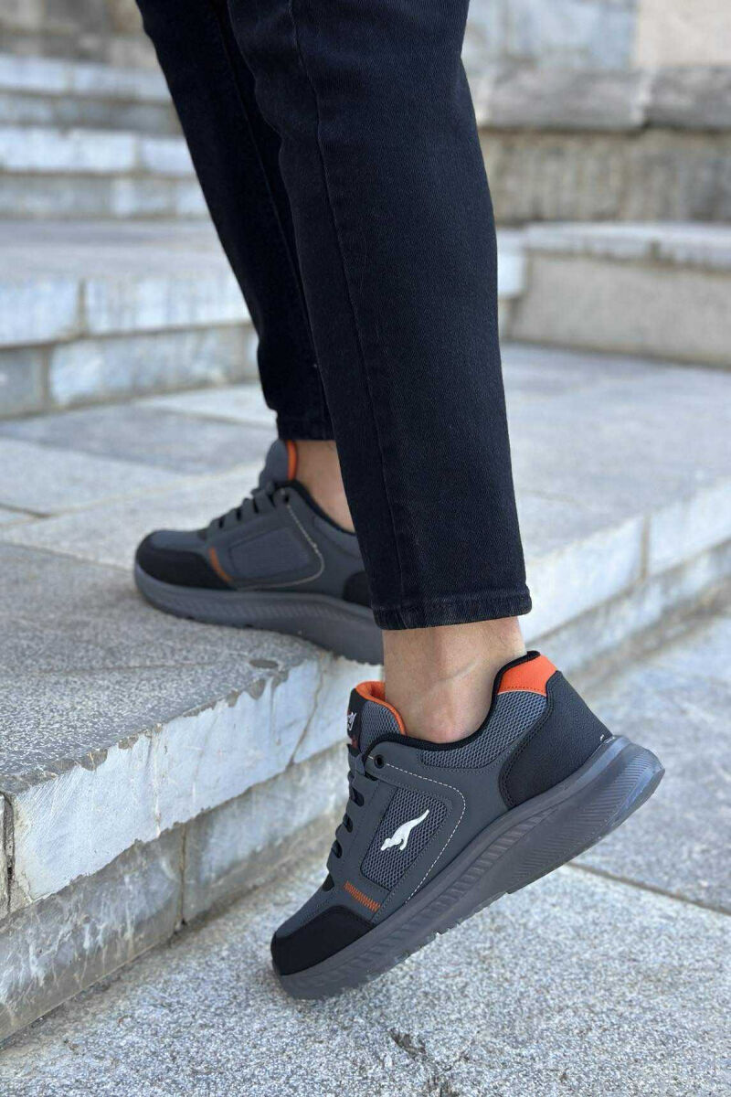 SMALL LOGO PLATFORM SIMPLE MEN SNEAKERS GREY/ORANGE/GRPO - 4
