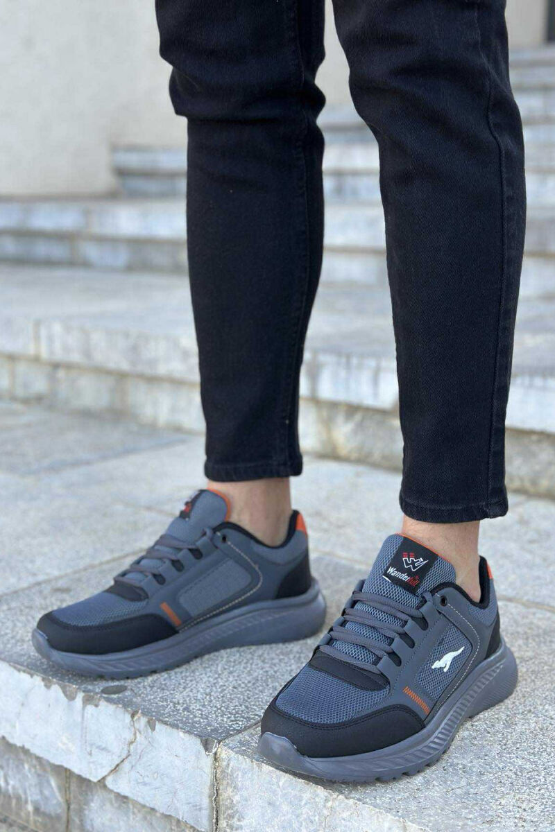 SMALL LOGO PLATFORM SIMPLE MEN SNEAKERS GREY/ORANGE/GRPO - 1