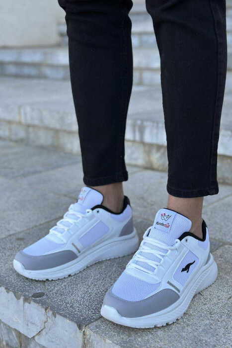 SMALL LOGO PLATFORM SIMPLE MEN SNEAKERS WHITE/GREY-BAGR - 1