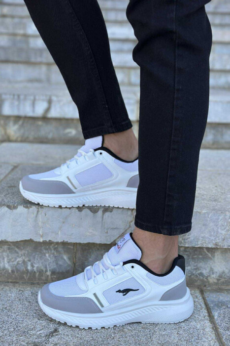 SMALL LOGO PLATFORM SIMPLE MEN SNEAKERS WHITE/GREY-BAGR - 3