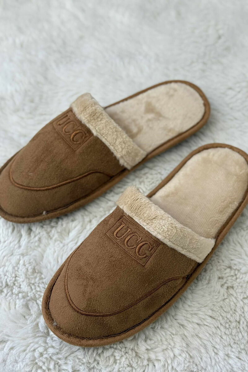 SMALL LOGO SIMPLE MEN SLIPPERS BROWN/KAFE - 2