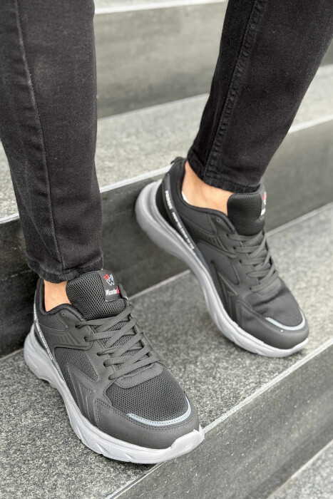 SMALL LOGO SIMPLE MEN SNEAKERS BLACK-GREY/ZEGR - KLAUDIO FASHION