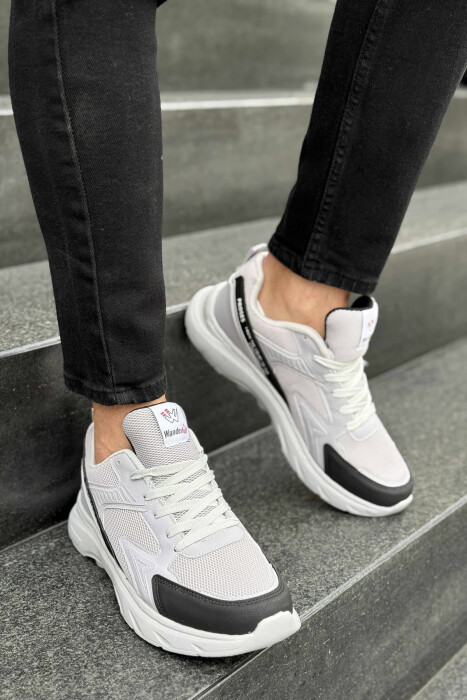 SMALL LOGO SIMPLE MEN SNEAKERS BLACK-LIGHT GREY/ZEGZ - KLAUDIO FASHION