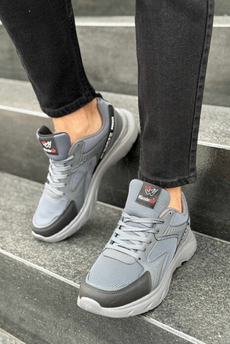 SMALL LOGO SIMPLE MEN SNEAKERS BLACK+DARK GREY/ZEZE+GRI ERRET - 1