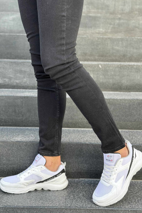 SMALL LOGO SIMPLE MEN SNEAKERS WHITE-BLACK/BAZE - KLAUDIO FASHION