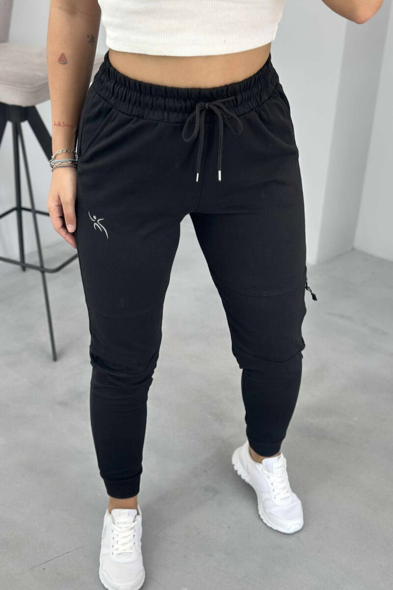 SMALL LOGO SIMPLE WOMEN SWEATPANTS BLACK/ E ZEZE - 2