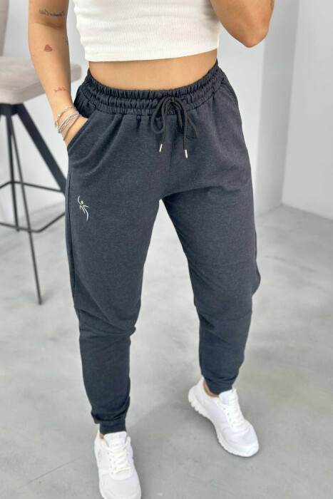 SMALL LOGO SIMPLE WOMEN SWEATPANTS DARK GREY/GEE - 2