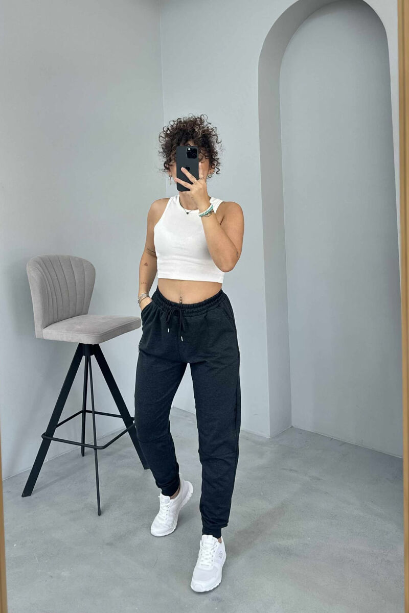 SMALL LOGO SIMPLE WOMEN SWEATPANTS DARK GREY/GEE - 3