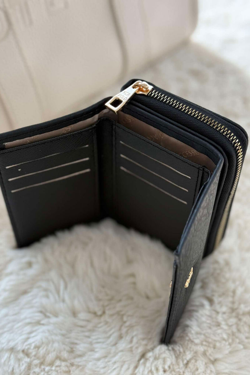 SMALL LOGO SIMPLE WOMEN WALLET BLACK/ E ZEZE - 2
