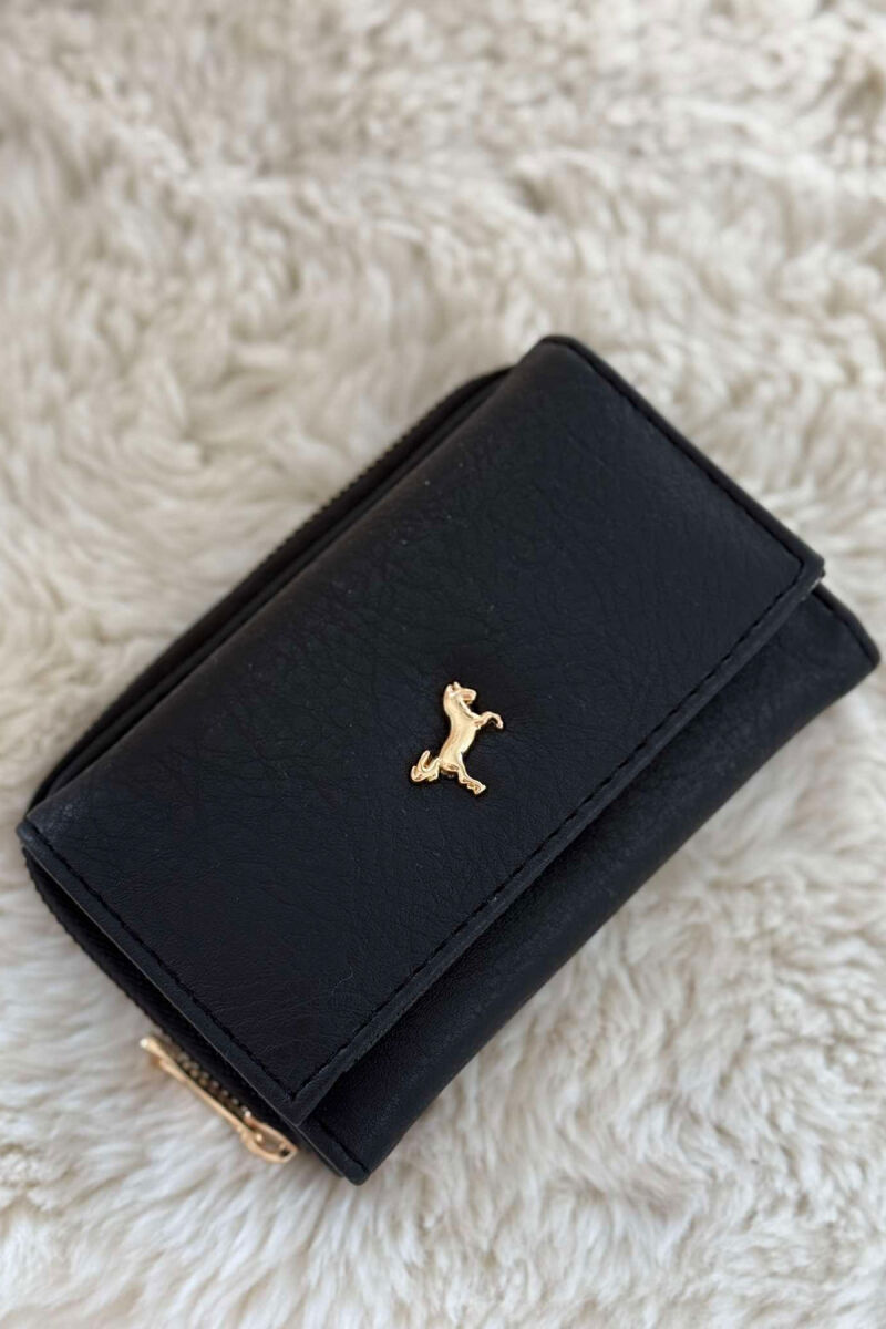 SMALL LOGO SIMPLE WOMEN WALLET BLACK/ E ZEZE - 3