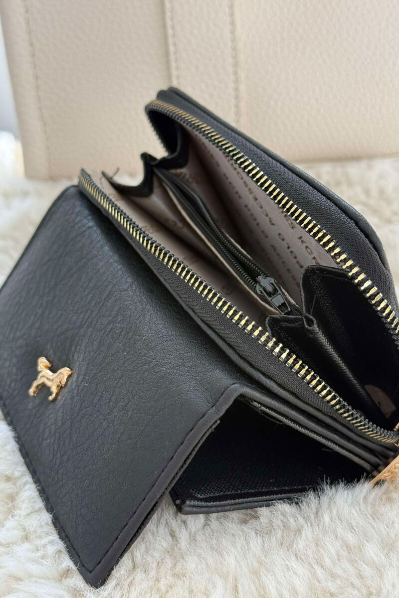 SMALL LOGO SIMPLE WOMEN WALLET BLACK/ E ZEZE - 4