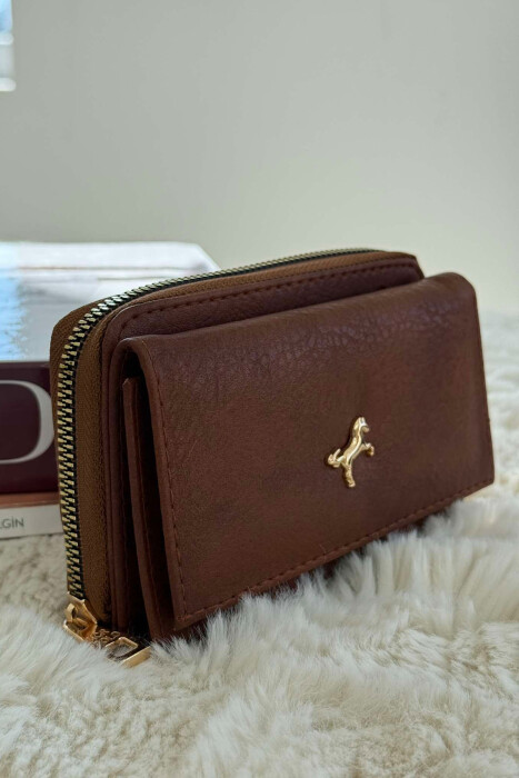 SMALL LOGO SIMPLE WOMEN WALLET BROWN/KAFE 