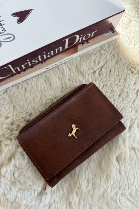 SMALL LOGO SIMPLE WOMEN WALLET BROWN/KAFE - 2