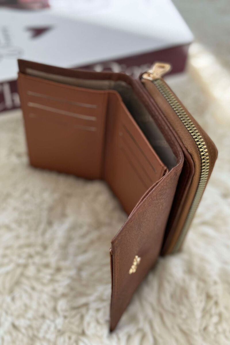 SMALL LOGO SIMPLE WOMEN WALLET BROWN/KAFE - 3