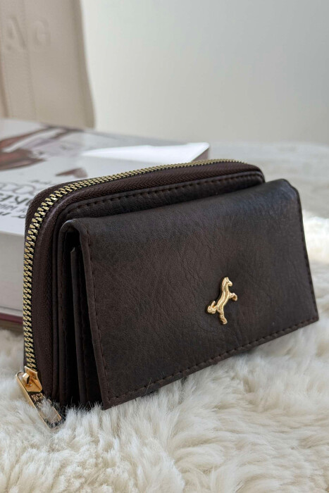 SMALL LOGO SIMPLE WOMEN WALLET DARK BROWN/KAE 