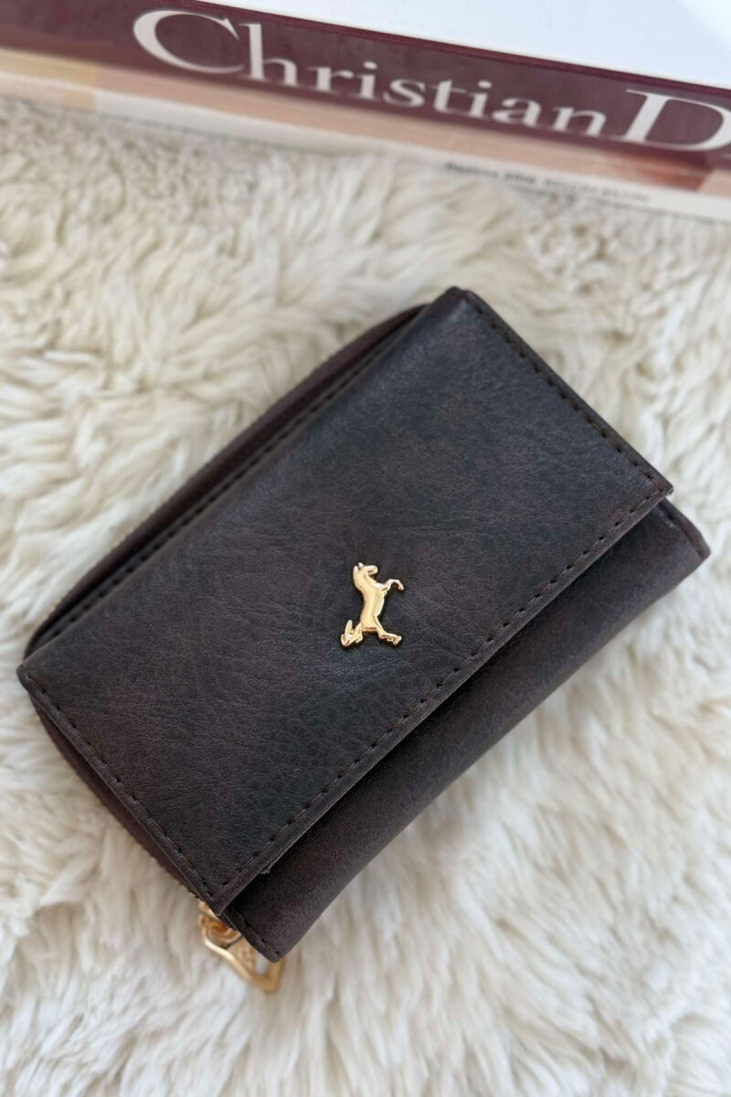 SMALL LOGO SIMPLE WOMEN WALLET DARK BROWN/KAE - 2