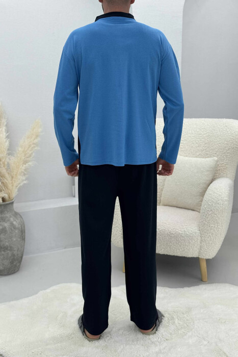 SMALL LOGO SWEATSHIRT+SWEATPANTS MEN PYJAMAS BLUE/BLU - 4