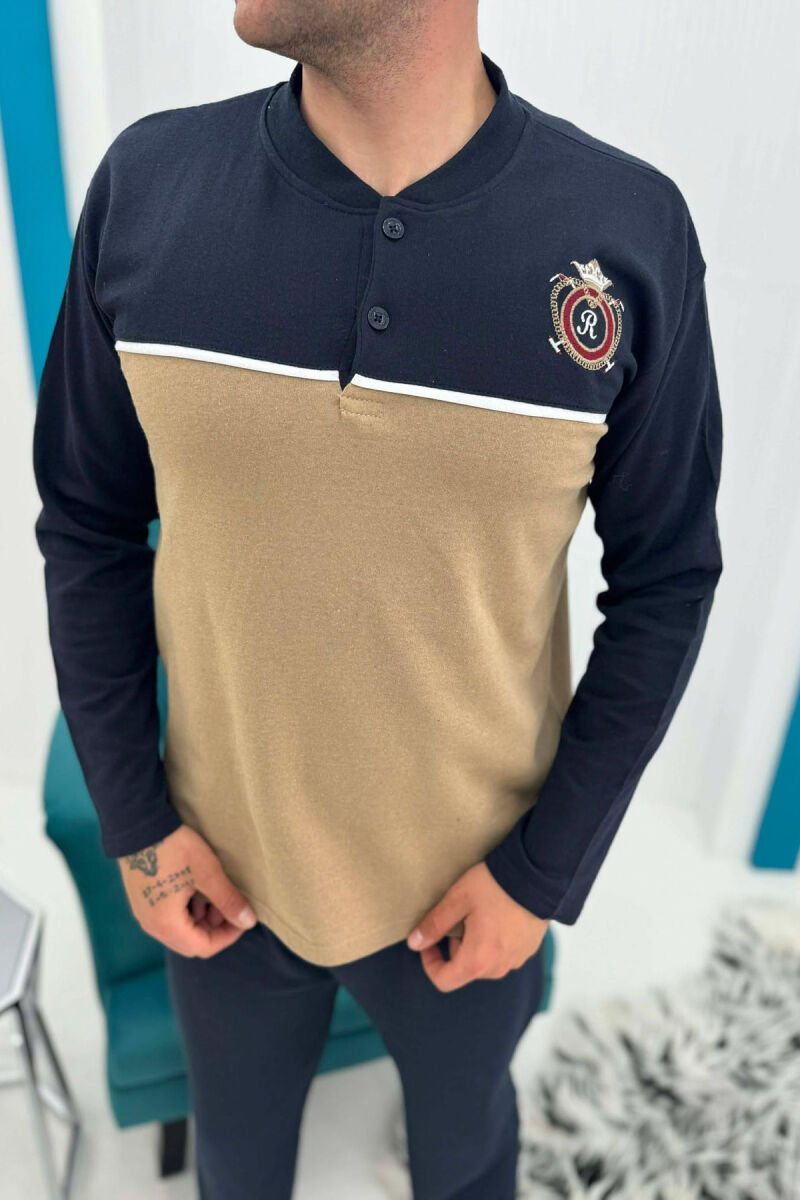 SMALL LOGO SWEATSHIRT+TROUSERS MEN PYJAMAS BLUE-BEIGE/BLBZH - 3