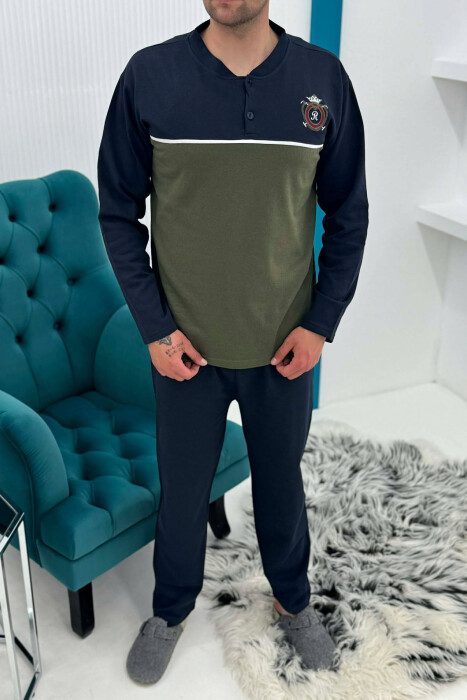 SMALL LOGO SWEATSHIRT+TROUSERS MEN PYJAMAS BLUE-GREEN/BLU-JESHILE - 1