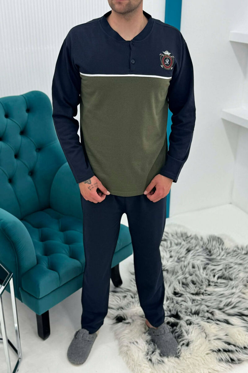 SMALL LOGO SWEATSHIRT+TROUSERS MEN PYJAMAS BLUE-GREEN/BLU-JESHILE - 1