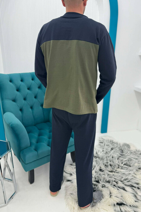 SMALL LOGO SWEATSHIRT+TROUSERS MEN PYJAMAS BLUE-GREEN/BLU-JESHILE - 4