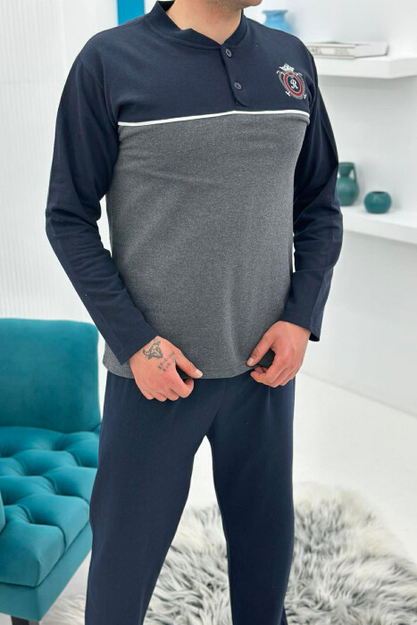 SMALL LOGO SWEATSHIRT+TROUSERS MEN PYJAMAS DARK GREY/GEE - 2