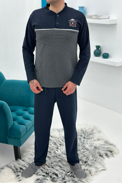 SMALL LOGO SWEATSHIRT+TROUSERS MEN PYJAMAS DARK GREY/GEE - 3