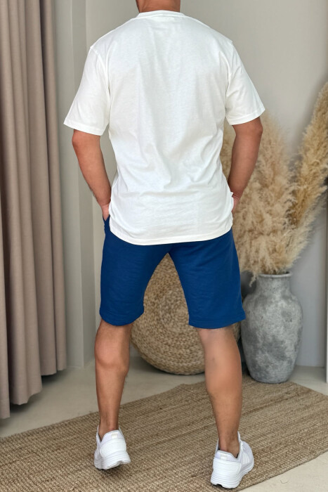SMALL LOGO T-SHIRT+SHORTS MEN SET WHITE-BLUE/BABL - 3