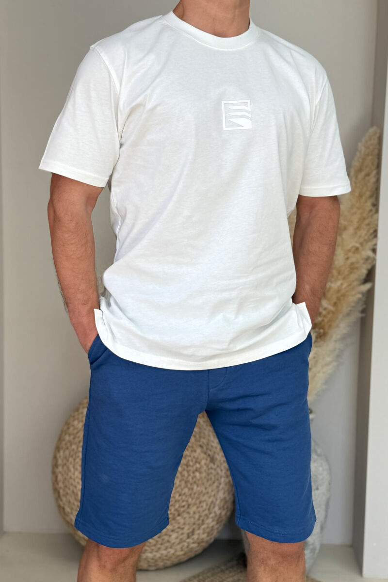 SMALL LOGO T-SHIRT+SHORTS MEN SET WHITE-BLUE/BABL - 2