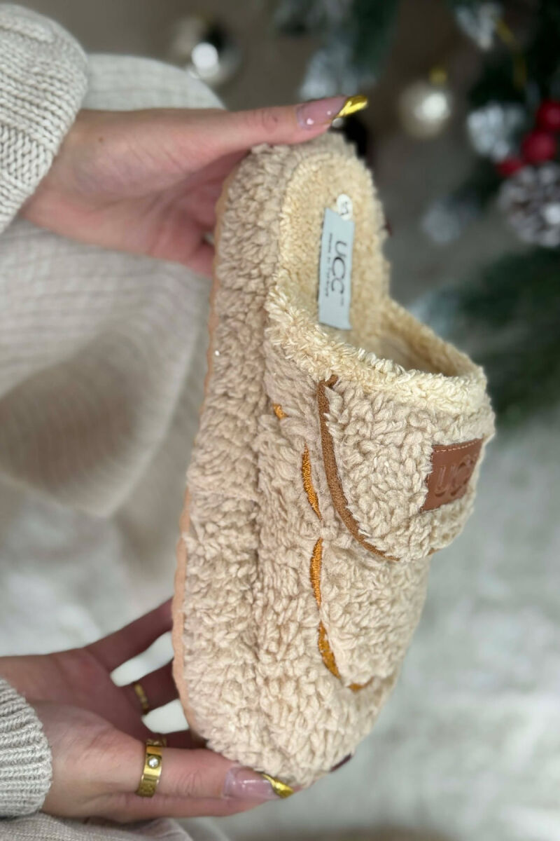 SMALL LOGO TEDDY WOMEN SLIPPERS DARK BEIGE/BEZHE ERRET - 2