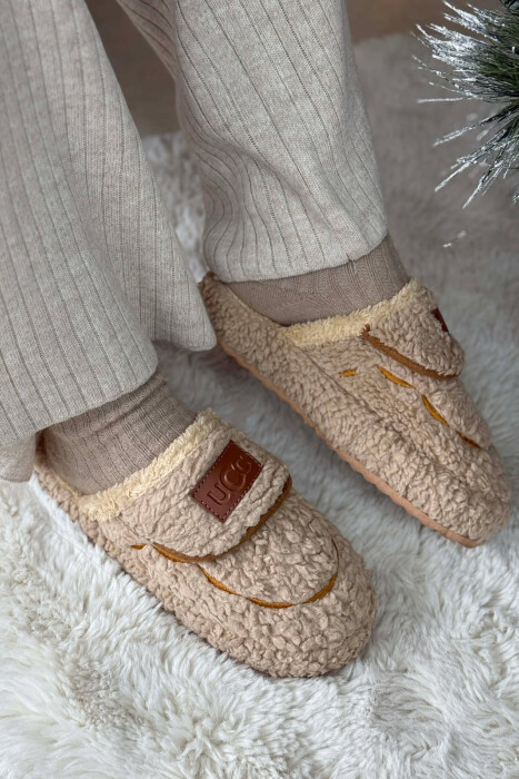 SMALL LOGO TEDDY WOMEN SLIPPERS DARK BEIGE/BEZHE ERRET - 4