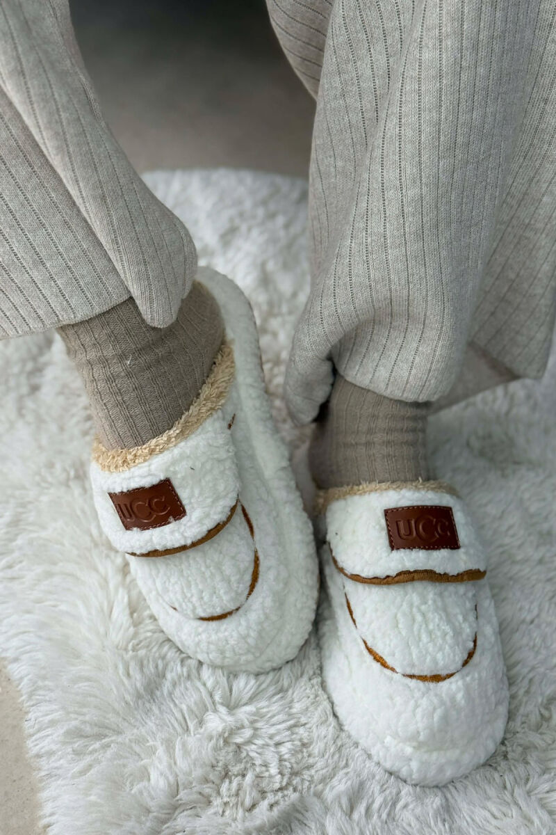 SMALL LOGO TEDDY WOMEN SLIPPERS WHITE-E BARDHE - 1