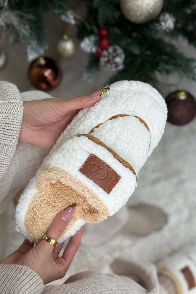 SMALL LOGO TEDDY WOMEN SLIPPERS WHITE-E BARDHE - 2