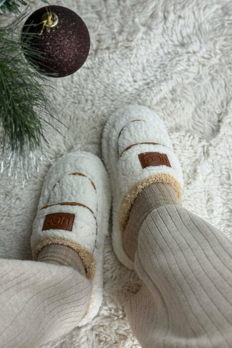 SMALL LOGO TEDDY WOMEN SLIPPERS WHITE-E BARDHE - 3