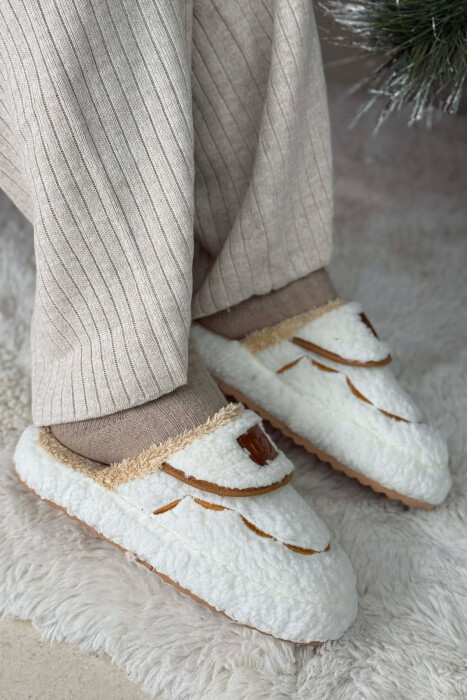 SMALL LOGO TEDDY WOMEN SLIPPERS WHITE-E BARDHE - 4