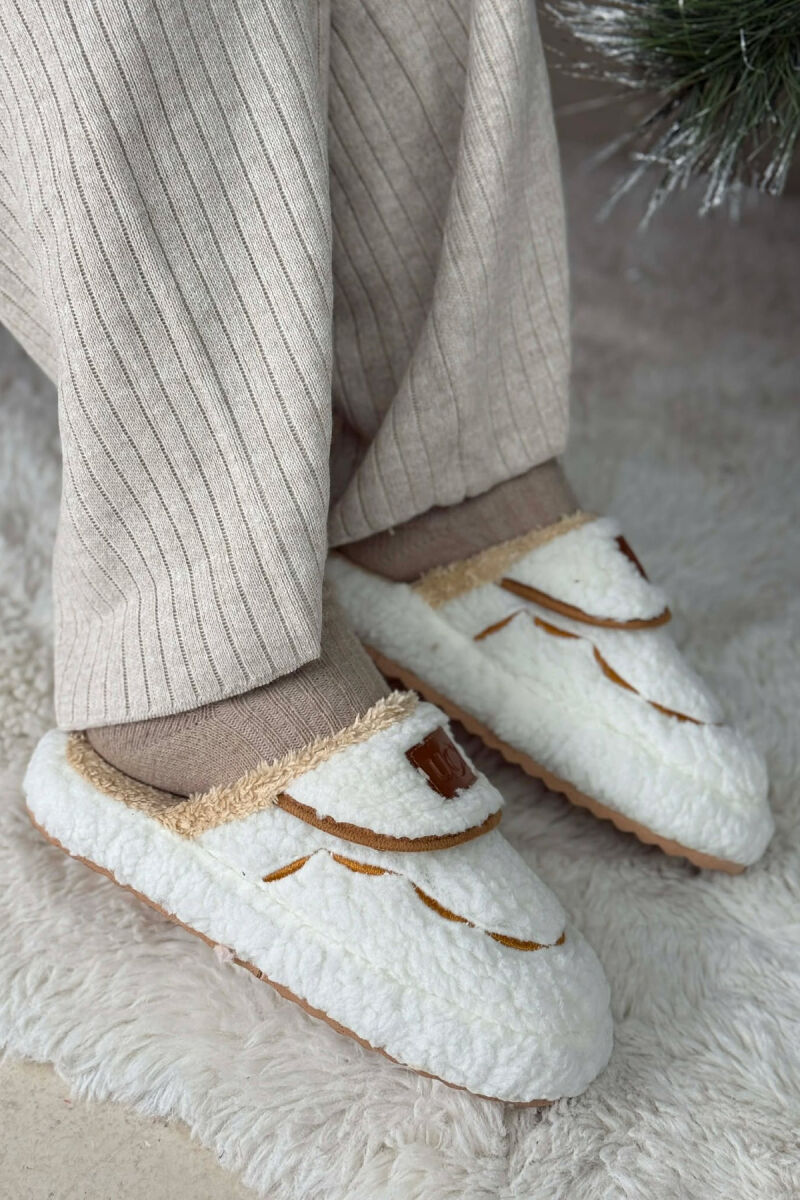 SMALL LOGO TEDDY WOMEN SLIPPERS WHITE-E BARDHE - 4