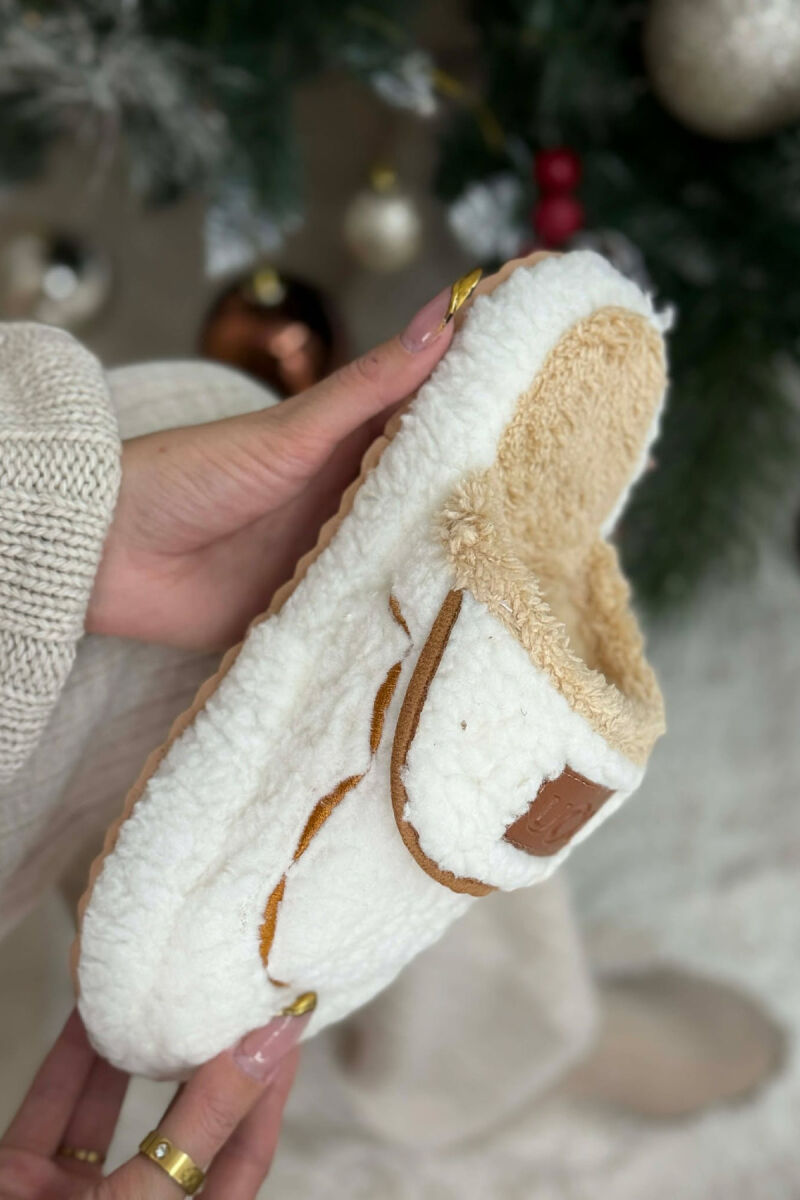 SMALL LOGO TEDDY WOMEN SLIPPERS WHITE-E BARDHE - 5