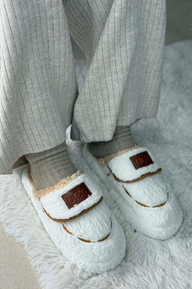 SMALL LOGO TEDDY WOMEN SLIPPERS WHITE-E BARDHE - 6